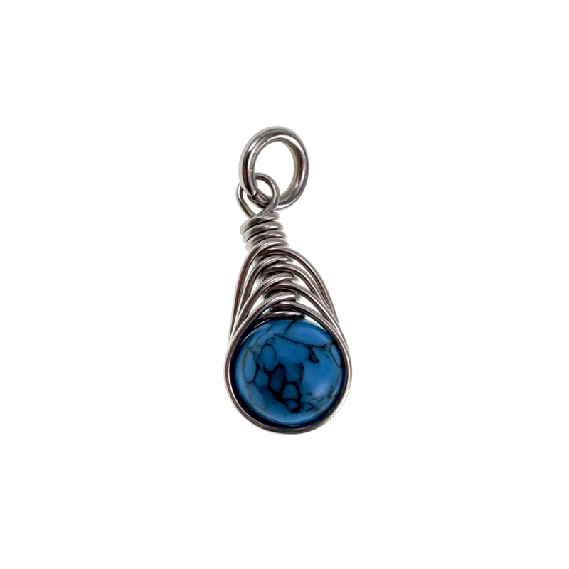 RVS Handgemaakt Visgraat Techniek Natuurlijke Turquoise steen Hanger RVS Handgemaakt Visgraat Techniek Natuurlijke Turquoise steen Hanger