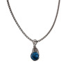 60cm x 3mm Jasseron-Ketting + Turquoise Steen Hanger Dames - RVS - Handgemaakt - Visgraattechniek Natuursteen Hanger met Ketting