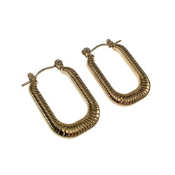 26mm x 17mm Oorbellen Dames - Verguld RVS U-vorm Oorbellen met Details