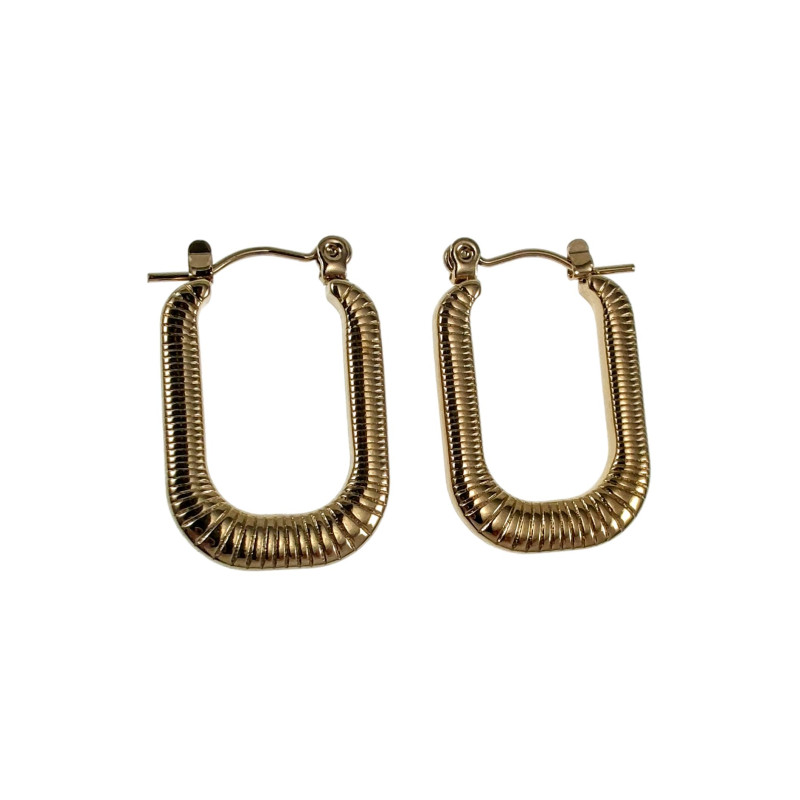 26mm x 17mm Oorbellen Dames - Verguld RVS U-vorm Oorbellen met Details 26mm x 17mm Oorbellen Dames - Verguld RVS U-vorm Oorbellen met Details