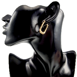 26mm x 17mm Oorbellen Dames - Verguld RVS U-vorm Oorbellen met Details