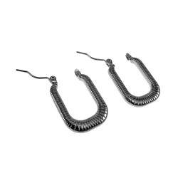 26mm x 17mm Oorbellen Dames - Gepolist RVS - U-vorm Oorbellen met Details