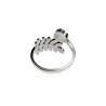 Ring Dames - Gepolijst RVS - Blad Ring met Witte Parel - Verstelbaar