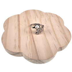 Ring Dames - Gepolijst RVS - Blad Ring met Witte Parel - Verstelbaar