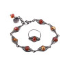 esde2 Armband - RVS Visgraat Armband met Amber- en Oranje Kristallen