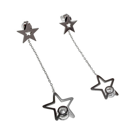 Langer 56cm Oorbellen Dames Gepolijst RVS - Steroorbellen met Ketting