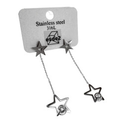 Langer 56cm Oorbellen Dames Gepolijst RVS - Steroorbellen met Ketting