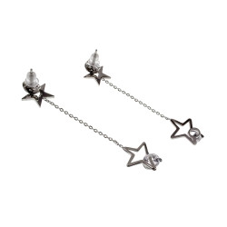 Langer 56cm Oorbellen Dames Gepolijst RVS - Steroorbellen met Ketting