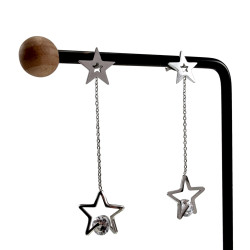Langer 56cm Oorbellen Dames Gepolijst RVS - Steroorbellen met Ketting