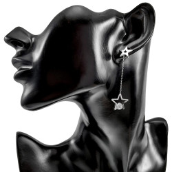 Langer 56cm Oorbellen Dames Gepolijst RVS - Steroorbellen met Ketting