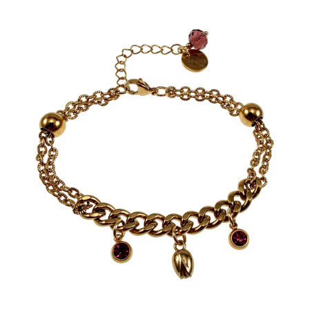 Armband Dames - Verguld RVS - Schakelarmband met Hangers - Verstelbaar