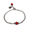Dames - RVS - Ronde Schakelarmband met Rode Kristal Visgraatschakel