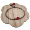 Dames - RVS - Ronde Schakelarmband met Rode Kristal Visgraatschakel