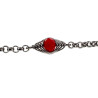 Dames - RVS - Ronde Schakelarmband met Rode Kristal Visgraatschakel