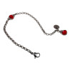 Dames - RVS - Ronde Schakelarmband met Rode Kristal Visgraatschakel