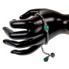 Dames RVS Schakelarmband met Donker Mintgroene Kristal Visgraatschakel