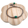 Dames RVS Schakelarmband met Donker Mintgroene Kristal Visgraatschakel