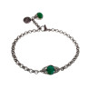 Dames RVS Schakelarmband met Donker Mintgroene Kristal Visgraatschakel
