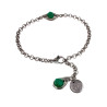 Dames RVS Schakelarmband met Donker Mintgroene Kristal Visgraatschakel