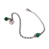Dames RVS Schakelarmband met Donker Mintgroene Kristal Visgraatschakel