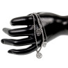 15cm tot 19cm Armband Dames - RVS Zilverkleur - Triple Armband met Vijf Levensboom Hanger - Verstelbaar