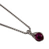 60cm x 3mm Jasseron-Ketting + Rozepaars-Blauwpaars Kristal Hanger RVS