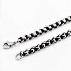 60cm x 5mm Jasseron Zilverkleur-Zwart RVS Ketting
