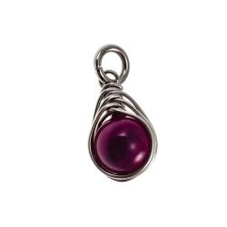 60cm x 3mm Jasseron-Ketting + Rozepaars-Blauwpaars Kristal Hanger RVS