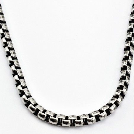 60cm x 5mm Jasseron Zilver-Zwart RVS Ketting