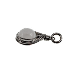 60cm x 3mm Jasseron-Ketting + Gefacetteerde Witte Jade Steen Hanger RVS
