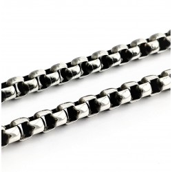 60cm x 5mm Jasseron Zilverkleur-Zwart RVS Ketting