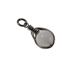 60cm x 3mm Jasseron-Ketting + Gefacetteerde Witte Jade Steen Hanger RVS