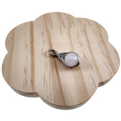 60cm x 3mm Jasseron-Ketting + Gefacetteerde Witte Jade Steen Hanger RVS