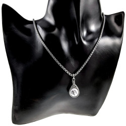60cm asseron-Ketting + Witte Howliet Steen Hanger RVS - Handgemaakt