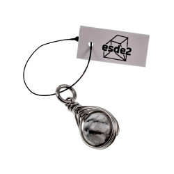 60cm asseron-Ketting + Witte Howliet Steen Hanger RVS - Handgemaakt