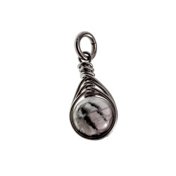 60cm asseron-Ketting + Witte Howliet Steen Hanger RVS - Handgemaakt