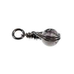60cm asseron-Ketting + Witte Howliet Steen Hanger RVS - Handgemaakt