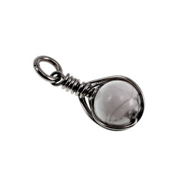 60cm asseron-Ketting + Witte Howliet Steen Hanger RVS - Handgemaakt