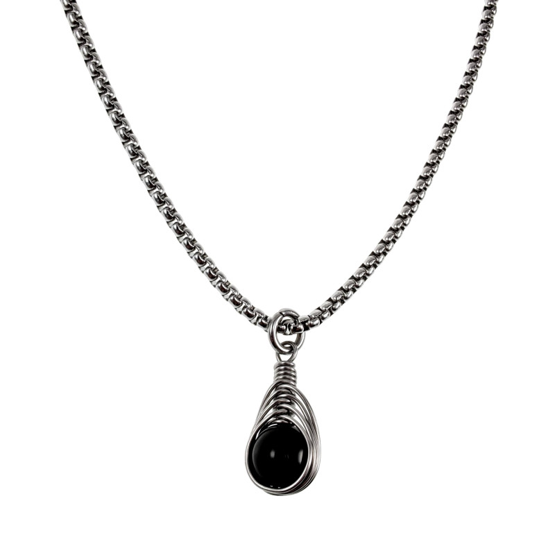 60cm x 3mm Jasseron-Ketting + Gepolijst Onyx Steen Hanger RVS 60cm x 3mm Jasseron-Ketting + Gepolijst Onyx Steen Hanger RVS