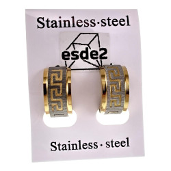 ∅13mm 7mm Oorringen Unisex Bicolor RVS Oorbellen met Griekse Details