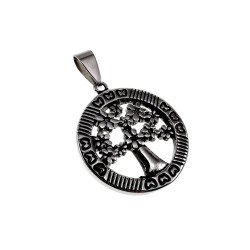 ∅27mm Levensboom Hanger Dames - Gepolijst RVS - Medaillon