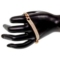 19cm Armband Dames - Gepolijst Roségoud Plated - Armband met Plaatje Versierd met Zirkonias - Gourmet Tennisarmband