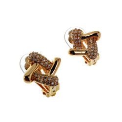Vierkant Clip-on Oorbellen met Heldere Zirkonias Dames - Gold Plating