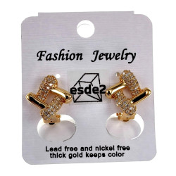 Vierkant Clip-on Oorbellen met Heldere Zirkonias Dames - Gold Plating