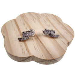 Clip-on Oorbellen Dames - Gerhodineerd - 20mm Langwerpige Oorclips met Heldere Zirkonias