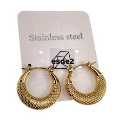 Dames - Verguld RVS - Goudkleurige Oorringen met Details ∅21mm