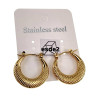 Dames - Verguld RVS - Goudkleurige Oorringen met Details ∅21mm
