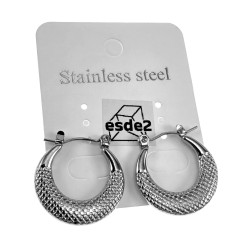 Dames - Gepolist RVS - Zilverkleurige Oorringen met Details ∅21mm