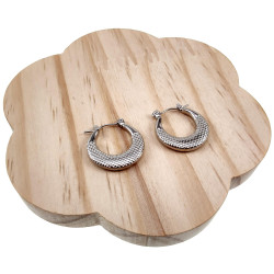 Dames - Gepolist RVS - Zilverkleurige Oorringen met Details ∅21mm