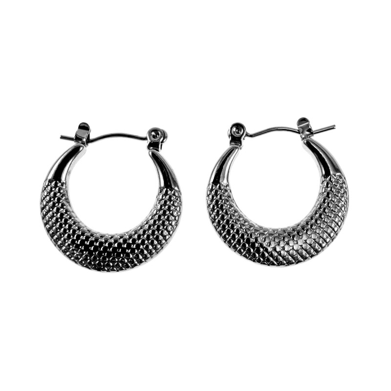 Dames - Gepolist RVS - Zilverkleurige Oorringen met Details ∅21mm Dames - Gepolist RVS - Zilverkleurige Oorringen met Details ∅21mm